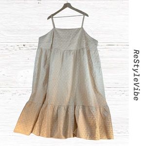 KIKA VARGAS Women’s Size 4X Dress NWT Midi Length Babydoll Shimmer Cream Emboss